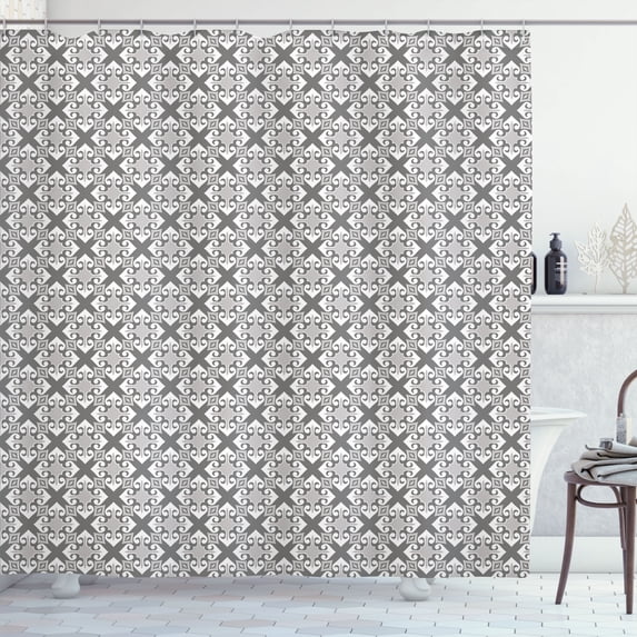 Ambesonne Damask Shower Curtain, Old Fashioned Abstract Art, 69"Wx70"L, Dimgray Pearl