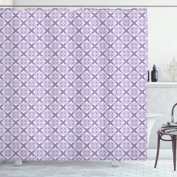 Ambesonne Damask Shower Curtain, Old Fashioned Abstract Art, 69"Wx70"L, Pale Lavender