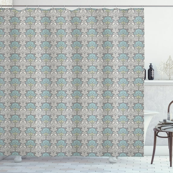Ambesonne Damask Shower Curtain, Vintage Curly Foliage, 69"Wx84"L, Multicolor