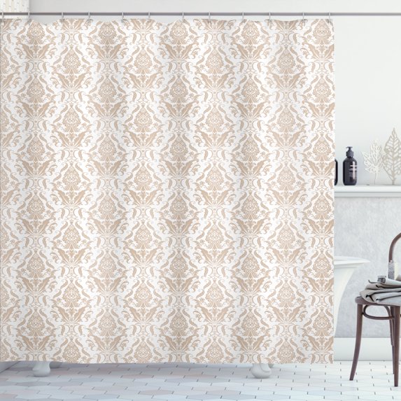 Ambesonne Damask Shower Curtain, Vintage Wildflowers Leaves, 69"Wx84"L, Pale Sepia