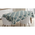 thumbnail image 1 of Ambesonne Damask Tablecloth Rectangular Table Cover, Nostalgic Baroque Blooms, 60"x84", Tan Petrol Blue, 1 of 4