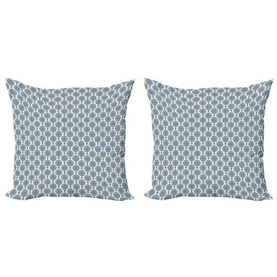 Ambesonne Damask Throw Pillow Cover 2 Pack, Abstract Medallion Vintage, 16", Dark Petrol Blue White