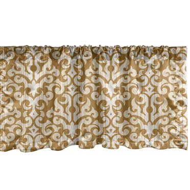 Ambesonne Damask Window Valance, Abstract Pastel Flourish, 54" X 18", Pale Caramel Cream