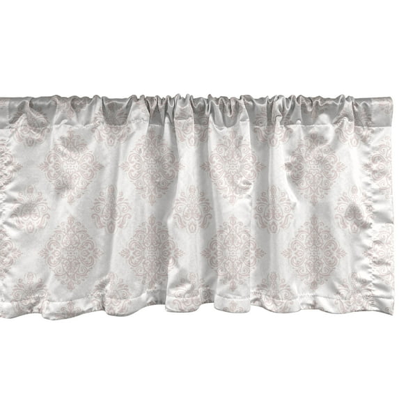 Ambesonne Damask Window Valance, Classical Monochrome Art, 54" X 18", Rose and White