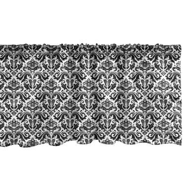 Ambesonne Damask Window Valance, Design Elements, 54" X 18", Black White