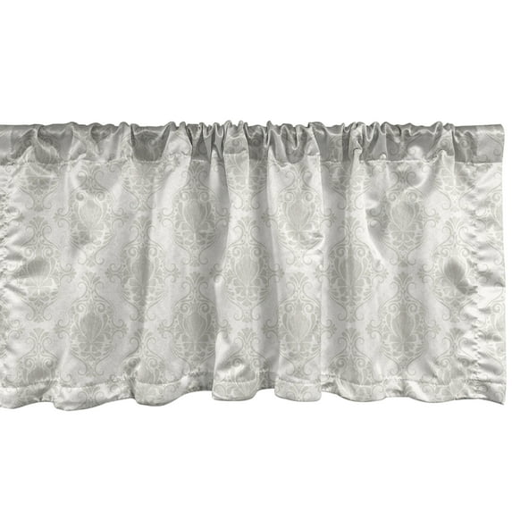 Ambesonne Damask Window Valance, Floral Victorian Motif Art, 54" X 18", Pearl and Coconut