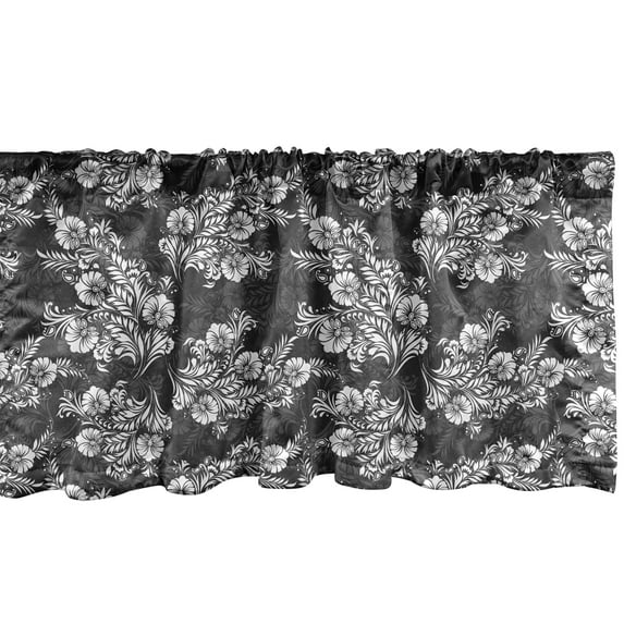 Ambesonne Damask Window Valance, Flower Bouquets Bridal, 54" X 18", Dark Taupe White