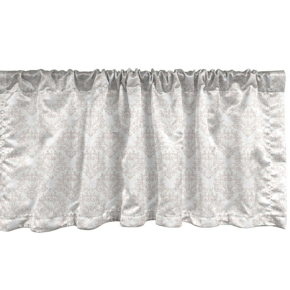 Ambesonne Damask Window Valance, Simplistic Royal, 54" X 12", Pale Eggshell and White