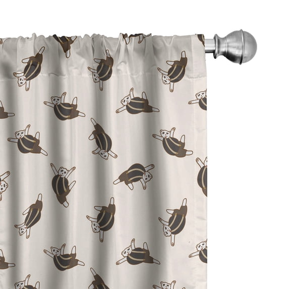 Ambesonne Dancing Bears Curtains, Silly Pandas in Dress, Pair of 28"x84", Dark Grey Umber