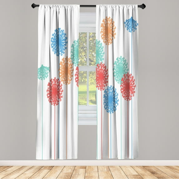 Ambesonne Dandelion Curtains, Abstract Wildflower Art, Pair of 28"x84", Mint Green