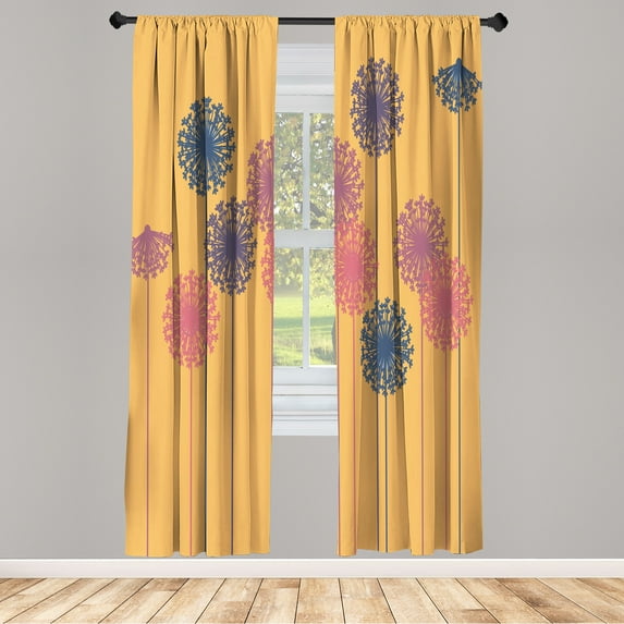 Ambesonne Dandelion Curtains, Abstract Wildflower Art, Pair of 28"x84", Slate Blue