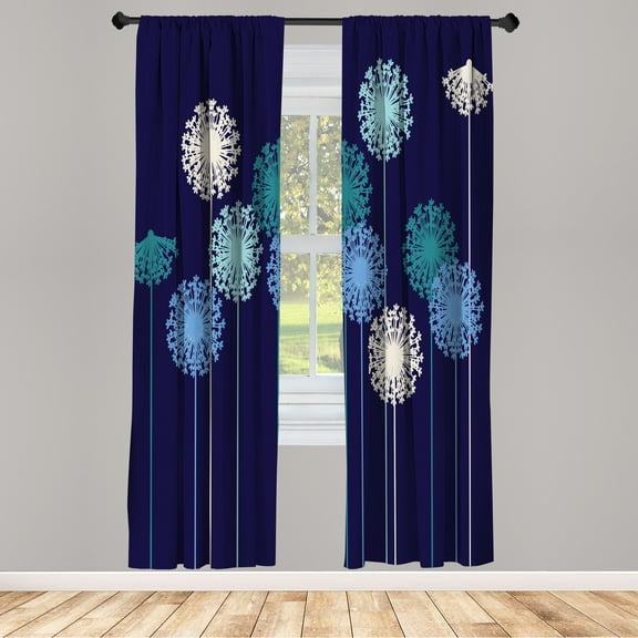 Ambesonne Dandelion Curtains, Abstract Wildflower Print, Pair of 28"x63", Dark Purple
