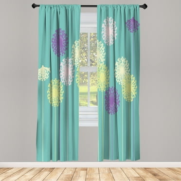 Ambesonne Dandelion Curtains, Abstract Wildflower Print, Pair of 28"x63", Jade Green