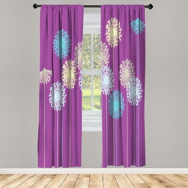 Ambesonne Dandelion Curtains, Abstract Wildflower Print, Pair of 28"x84", Magenta