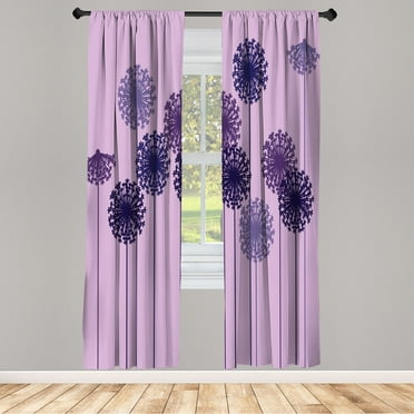 Ambesonne Dandelion Curtains, Abstract Wildflower Print, Pair of 28"x84", Mauve