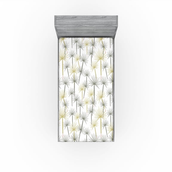 Ambesonne Dandelion Fitted Sheet, Art Modern Spring Flowers, Twin Size, Pistachio Green White