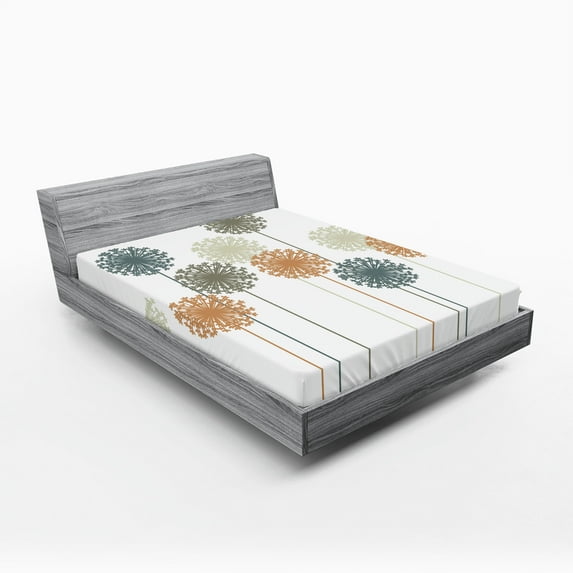 Ambesonne Dandelion Fitted Sheet, Meadow in Summer Season, Full Size, Multicolor