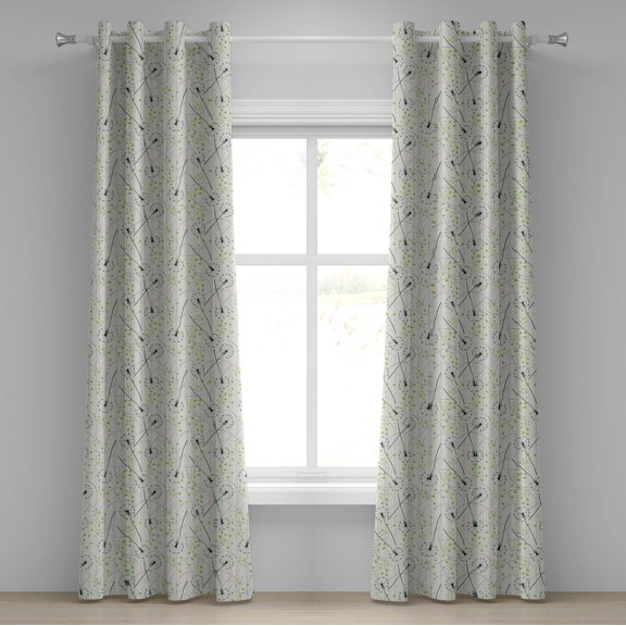 Ambesonne Dandelion Grommet Curtain, Blowball Flower Motif, 50" x 84", Apple Green Emerald