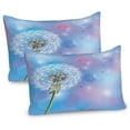 thumbnail image 1 of Ambesonne Dandelion Pillow Sham 2 Pack, Bokeh Design Blowball, 36"x20", Sky Blue Pale Pink Green, 1 of 3