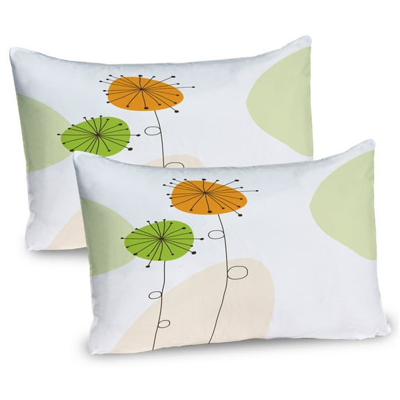 Ambesonne Dandelion Pillow Sham 2 Pack, Shower Theme, 26"x20", Dark Brown Orange Green