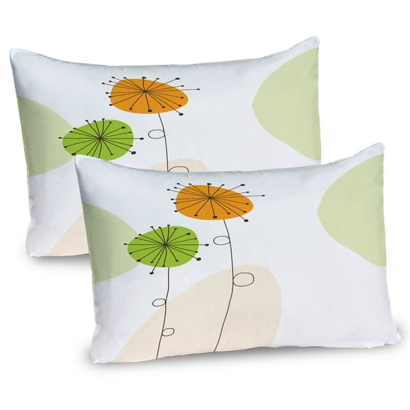 Ambesonne Dandelion Pillow Sham 2 Pack, Shower Theme, 36"x20", Dark Brown Orange Green