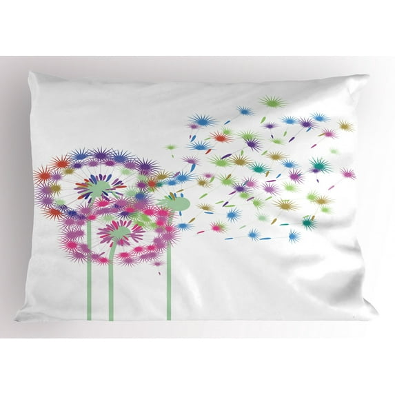 Ambesonne Dandelion Pillow Sham, Spring Season Inspiration, 26" X 20", Multicolor