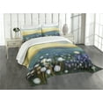thumbnail image 1 of Ambesonne Dandelion Quilted Bedspread Set 3 Pcs, Oil Painting Flora, King Size, Multicolor, 1 of 5