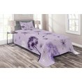 thumbnail image 1 of Ambesonne Dandelion Quilted Coverlet 2 Pcs, Botany Purple Tone, Twin Size, Lavender Dark Purple, 1 of 2