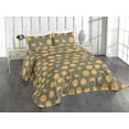 thumbnail image 1 of Ambesonne Dandelion Quilted Coverlet 3 Pcs, Boho Floral Grid Peduncle, King Size, Marigold Sage Green, 1 of 4