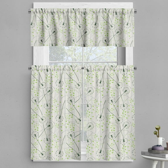 Ambesonne Dandelion Valance & Curtain, Blowball Flower Motif, 55"x45", Apple Green Emerald