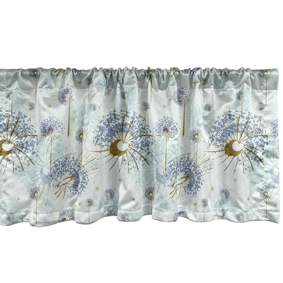 Ambesonne Dandelion Window Valance, Abstract Botanical Motif, 54" X 18", Turquoise Ceil Blue