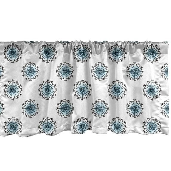 Ambesonne Dandelion Window Valance, Circular Shaped Herbs, 54" X 18", Deep Sky Blue Grey