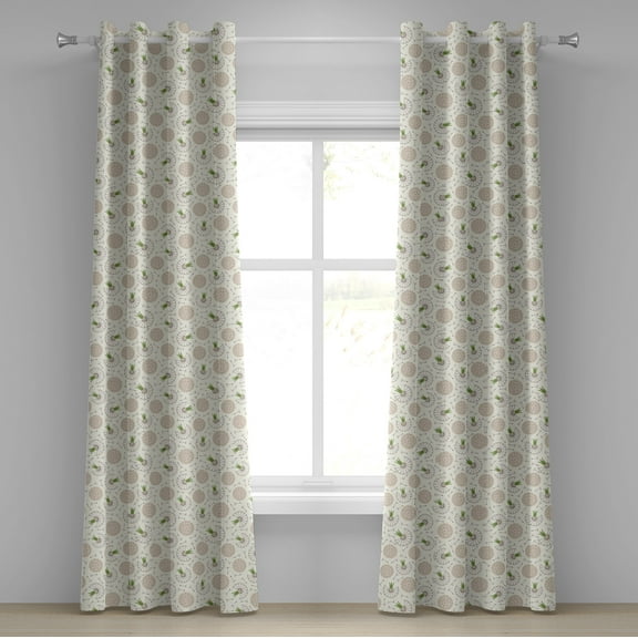 Ambesonne Dandelions Grommet Curtain, Blowball Composition, 50" x 108", Beige Taupe Fern Green