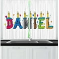 thumbnail image 1 of Ambesonne Daniel Kitchen Curtains, Grooving Male Name Cake, 55"x39", Multicolor, 1 of 2