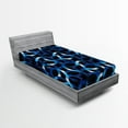 thumbnail image 1 of Ambesonne Dark Blue Fitted Sheet, Curvy Modern Shapes, Twin XL Size, Blue Dark Blue White, 1 of 3