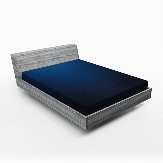 Ambesonne Dark Blue Fitted Sheet, Digital Urban Lines, Full Size, Dark Blue
