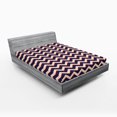 thumbnail image 1 of Ambesonne Dark Blue Fitted Sheet, Zigzag Modern Lines, Full Size, Purple Tan Red, 1 of 2