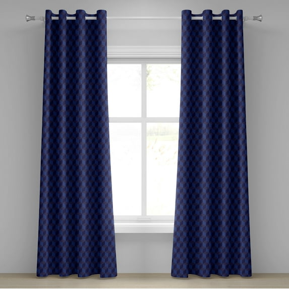 Ambesonne Dark Blue Grommet Curtain, Indigo 3D Paint Cubes, 50" x 120", Dark Blue and Blue
