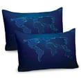 thumbnail image 1 of Ambesonne Dark Blue Pillow Sham 2 Pack, World Map Monotone Style, 36"x20", Indigo Cobalt Blue, 1 of 3