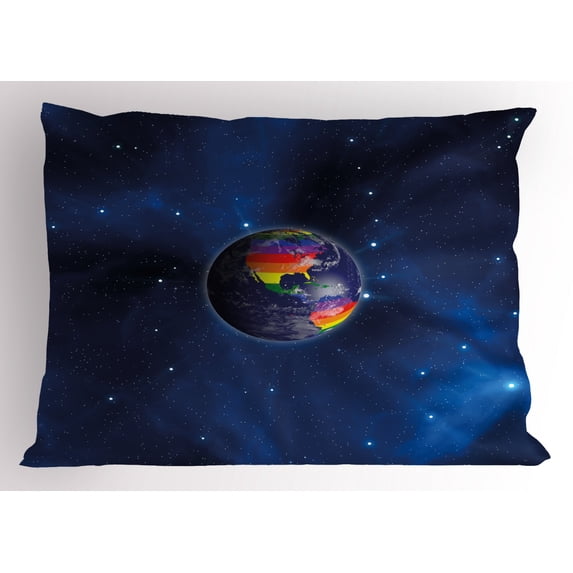 Ambesonne Dark Blue Pillow Sham, Earth LGBT Colors, 26" X 20", Dark Blue