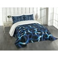 thumbnail image 1 of Ambesonne Dark Blue Quilted Bedspread Set 3 Pcs, Curvy Modern Shapes, King Size, Blue Dark Blue White, 1 of 5