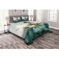 thumbnail image 1 of Ambesonne Dark Blue Quilted Bedspread Set 3 Pcs, Mermaid on a Shell, Queen Size, Blue Beige Teal, 1 of 3