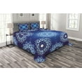 thumbnail image 1 of Ambesonne Dark Blue Quilted Bedspread Set 3 Pcs, Vintage Snowflakes, Queen Size, Sky Blue White, 1 of 3
