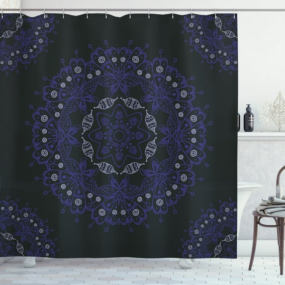 Ambesonne Dark Blue Shower Curtain, Mandala, 69"Wx75"L, Blue Violet Coconut