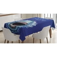 thumbnail image 1 of Ambesonne Dark Blue Tablecloth Rectangular Table Cover, Wild Shark Hunter, 60"x84", White and Blue, 1 of 4