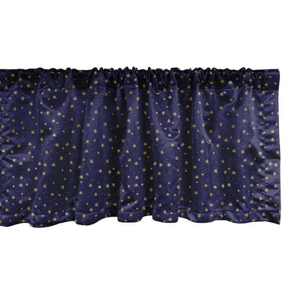 Ambesonne Dark Blue Window Valance, Repetition Starry Night, 54" X 12", Dark Blue Navy Blue