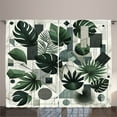 thumbnail image 1 of Ambesonne Dark Green Curtains 2 Panel Set, Cubic Tropical Leaves, 108" x 84", Ivory Grey, 1 of 2