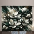 thumbnail image 1 of Ambesonne Dark Green Curtains 2 Panel Set, Deep Garden Magnolias, 108" x 96", Dimgray Off White, 1 of 2