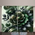 thumbnail image 1 of Ambesonne Dark Green Curtains 2 Panel Set, Roses on Surreal Swirls, 108" x 90", Dark Blue Grey Pale Brown, 1 of 2