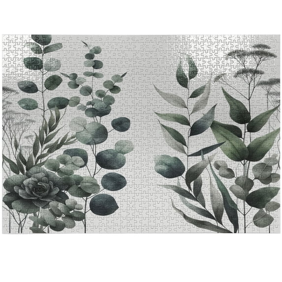 Ambesonne Dark Green Jigsaw Puzzle, Minimal Botanic Branches, Heirloom-Quality Fun Activity for Family Durable Cardboard, 1000 pcs, White Laurel Green